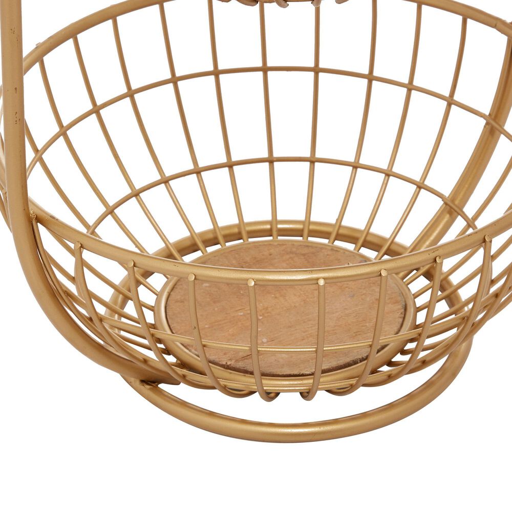 Maple and Jade 20&quot; Traditional Metal Storage Basket in Gold, , large