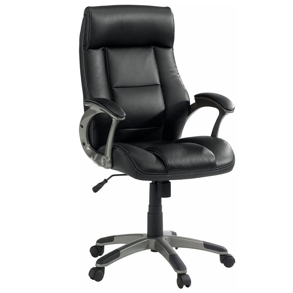 Sauder Gruga Bonded Leather Manager Chair in Black, , large