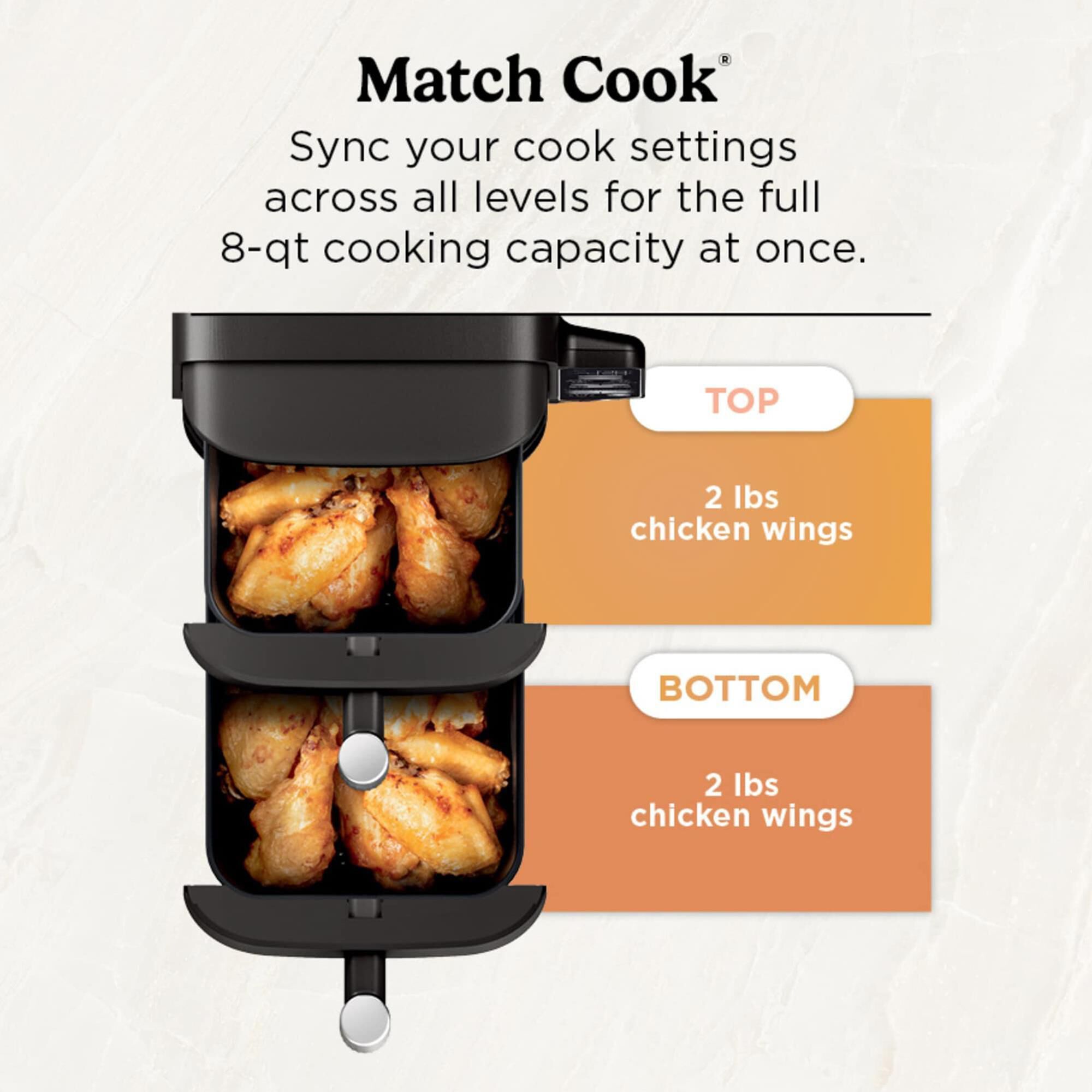 Ninja 8 Qt. 6-in-1 Air Fryer with 2-Basket in Pantone Black