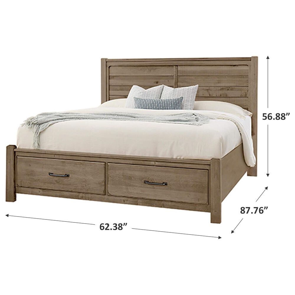 Viceray Collections Cool Rustic Queen Storage Bed in Stone Grey, , large