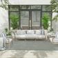 Nourison Courtyard Ivory and Aqua 6" x 9" Indoor/Outdoor Area Rug, , large