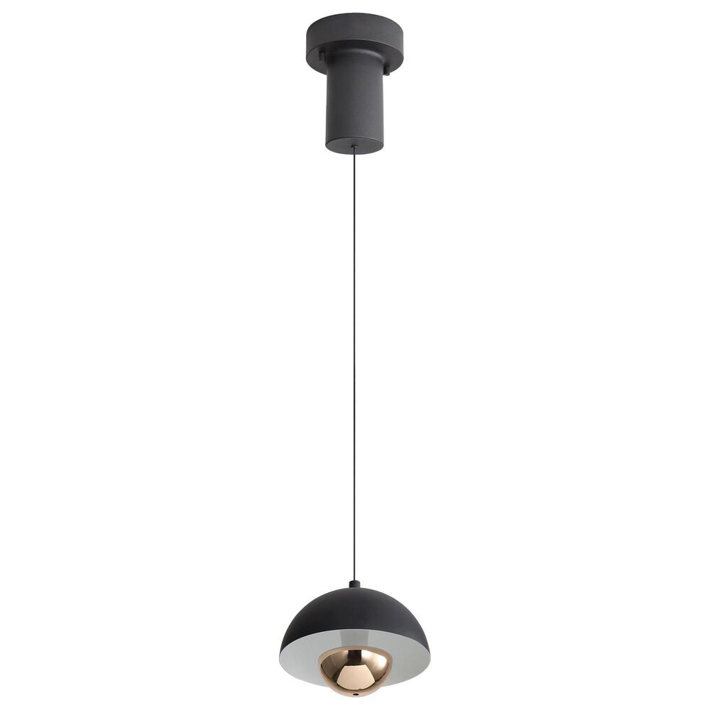 Golden Lighting Vintra LED 1-Light Pendant in Sand Black with Copper, , large