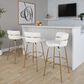 LumiSource Cinch 30" Swivel Barstool with White Upholstery in Gold (Set of 2), , large