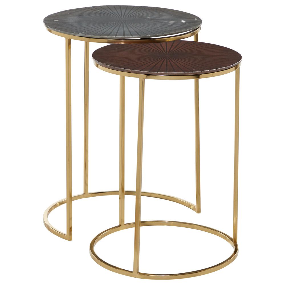 Maple and Jade Aluminum Nesting Accent Tables in Multi Colored (Set of 2), , large