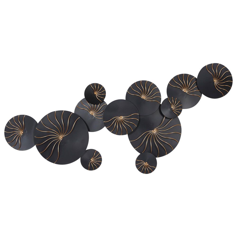 Maple and Jade 20" x 42" Abstract Wall Decor in Black and Gold, , large