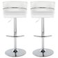Lumisource Cinch Claire Swivel Adjustable Bar Stool with White Cushion in Chrome (Set of 2), , large