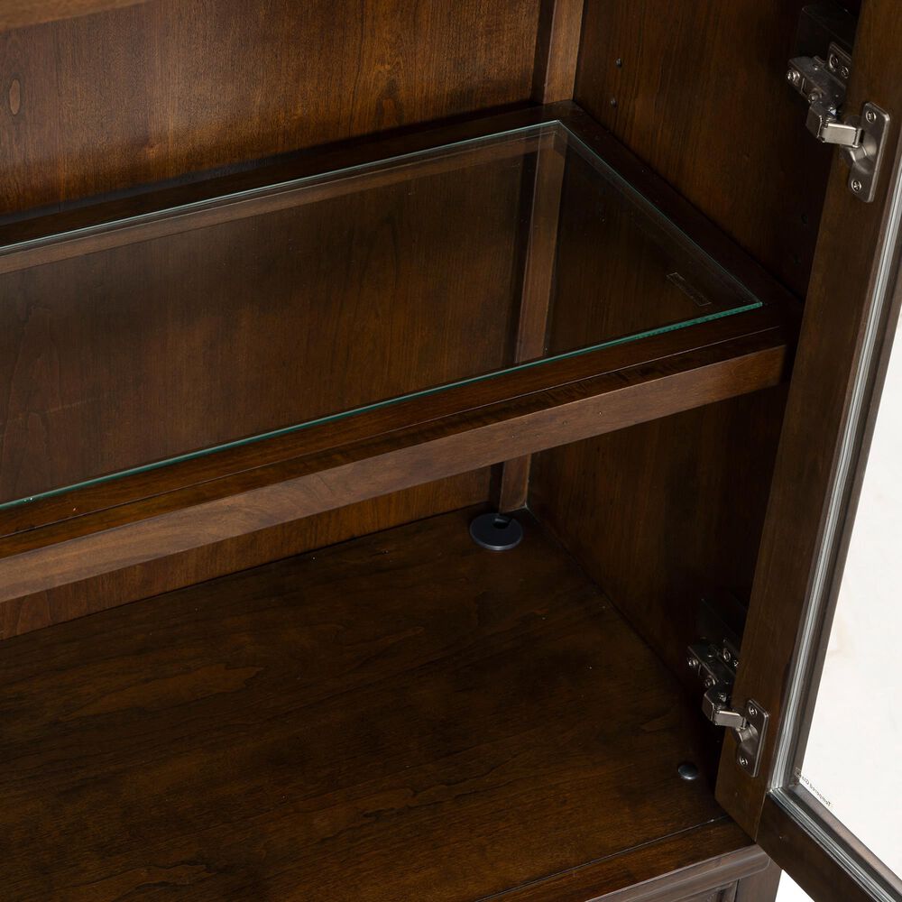 Riva Ridge Arlington 3-Piece L-Shaped Desk and Display Cabinet Set in Classic Brown, , large