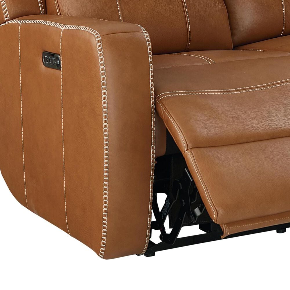 Bassett Norwood Leather Power Reclining Sofa in Tan, , large