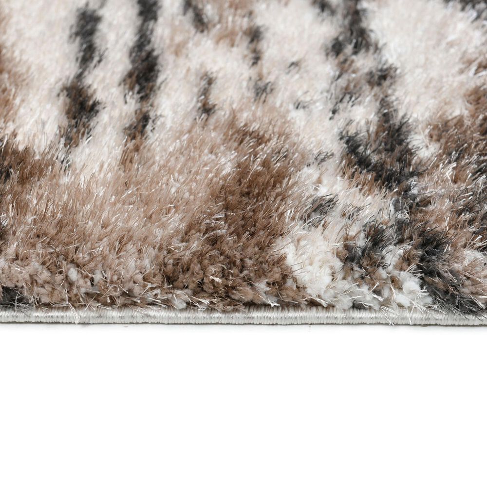Central Oriental Pulse Delany Brown and Dark Vison 5&#39;3&quot; x 7&#39;3&quot; Area Rug, , large