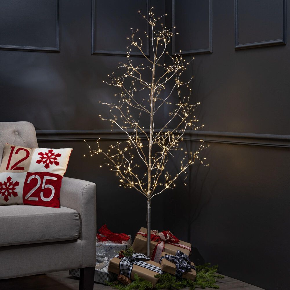 The Gerson Company 5' PVC Wrapped Christmas Tree with LED Lights in Silver, , large