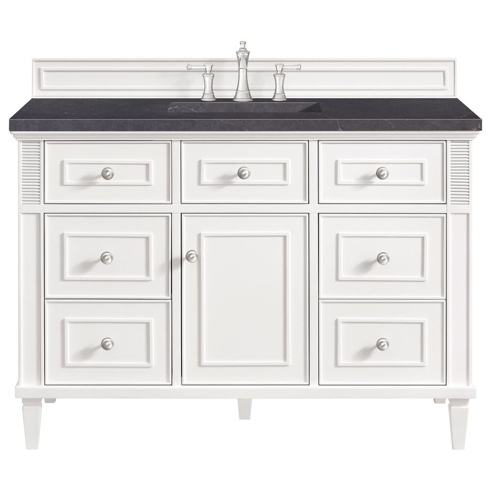 James Martin Vanities Lorelai 48&quot; Single Vanity in Bright White with 3 cm Charcoal Soapstone Quartz Top, , large