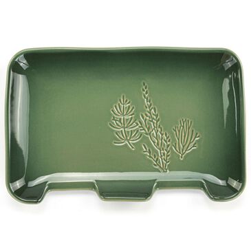 Demdaco Green Pressed Floral Double Spoon Rest, , large