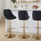 LumiSource Diana Adjustable Barstool with Black Faux Leather Upholstery in Gold (Set of 2), , large