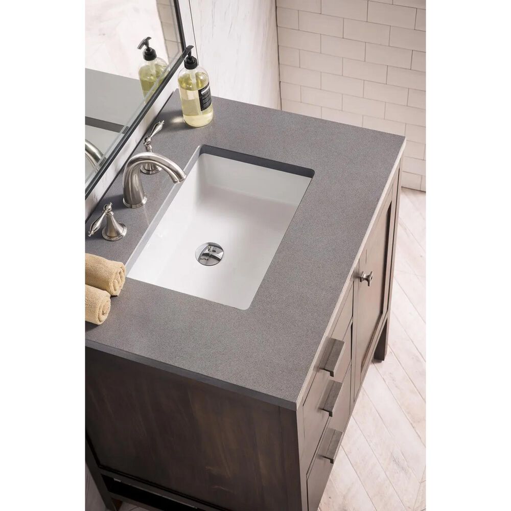 James Martin Addison 30 Single Bathroom Vanity In Mid Century Acacia With 3 Cm Grey Expo Quartz Top Nebraska Furniture Mart