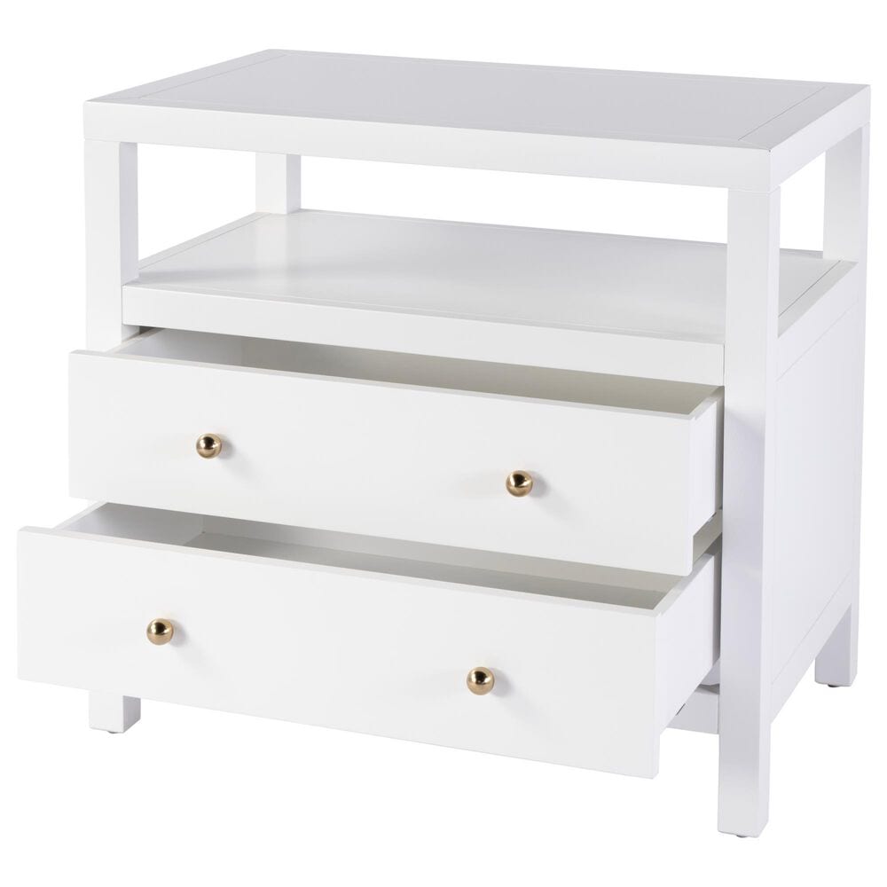 Butler Specialty Company Nora 2-Drawer Wide Nightstand with Open Shelf in Smooth White, , large