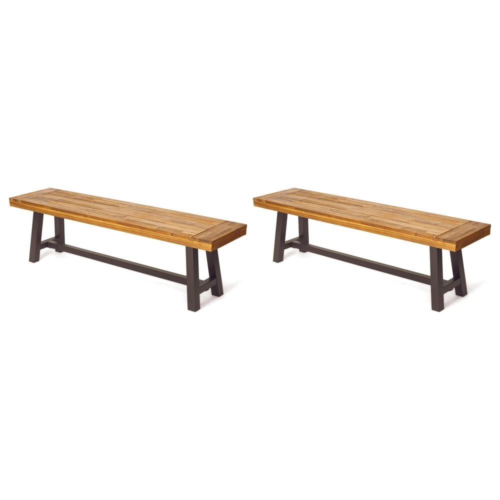 Hearth and Haven Carlisle Patio Bench in Brown &#40;Set of 2&#41;, , large