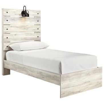 Signature Design by Ashley Cambeck Twin Panel Bed in Whitewash with Lighting, , large