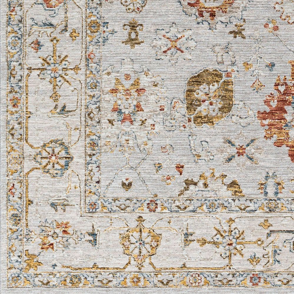 Surya Reina REN-2307 Light Gray, Cream, Denim, Rust, Mustard and Olive 2&#39;7&quot; x 10&#39; Runner, , large