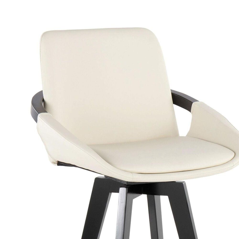 LumiSource Cosmo 30" Swivel Barstool with Cream Upholstery in Black (Set of 2), , large