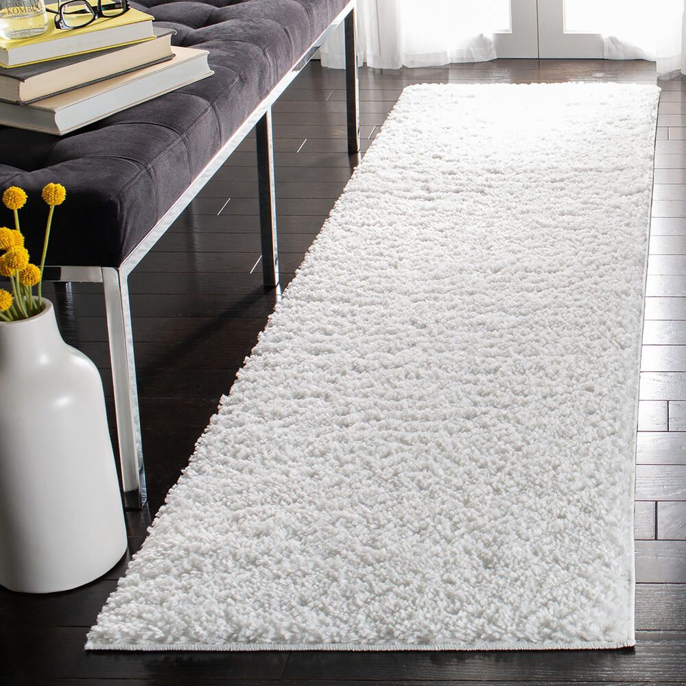 Safavieh August Shag AUG900A 2&#39;3&quot; x 14&#39; White Runner, , large