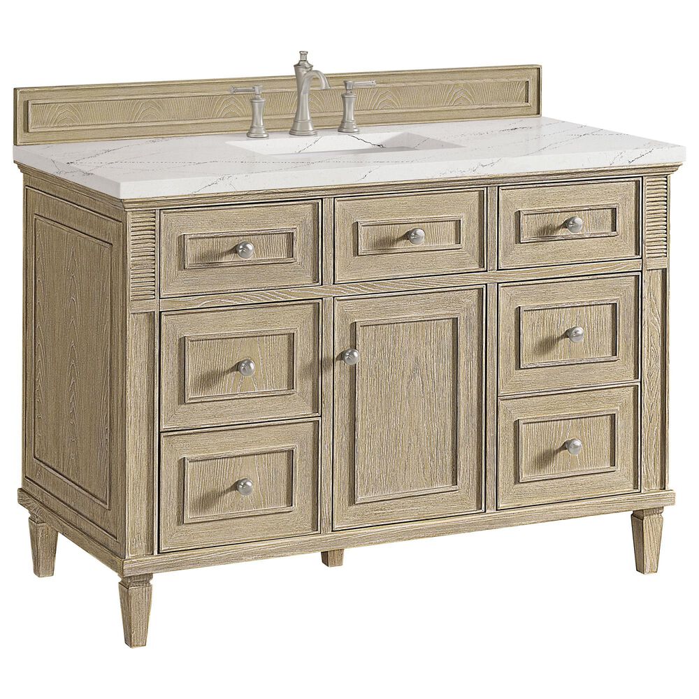 James Martin Vanities Lorelai 48" Single Vanity with Whitewashed Oak with 3 cm Ethereal Noctis Quartz Top, , large