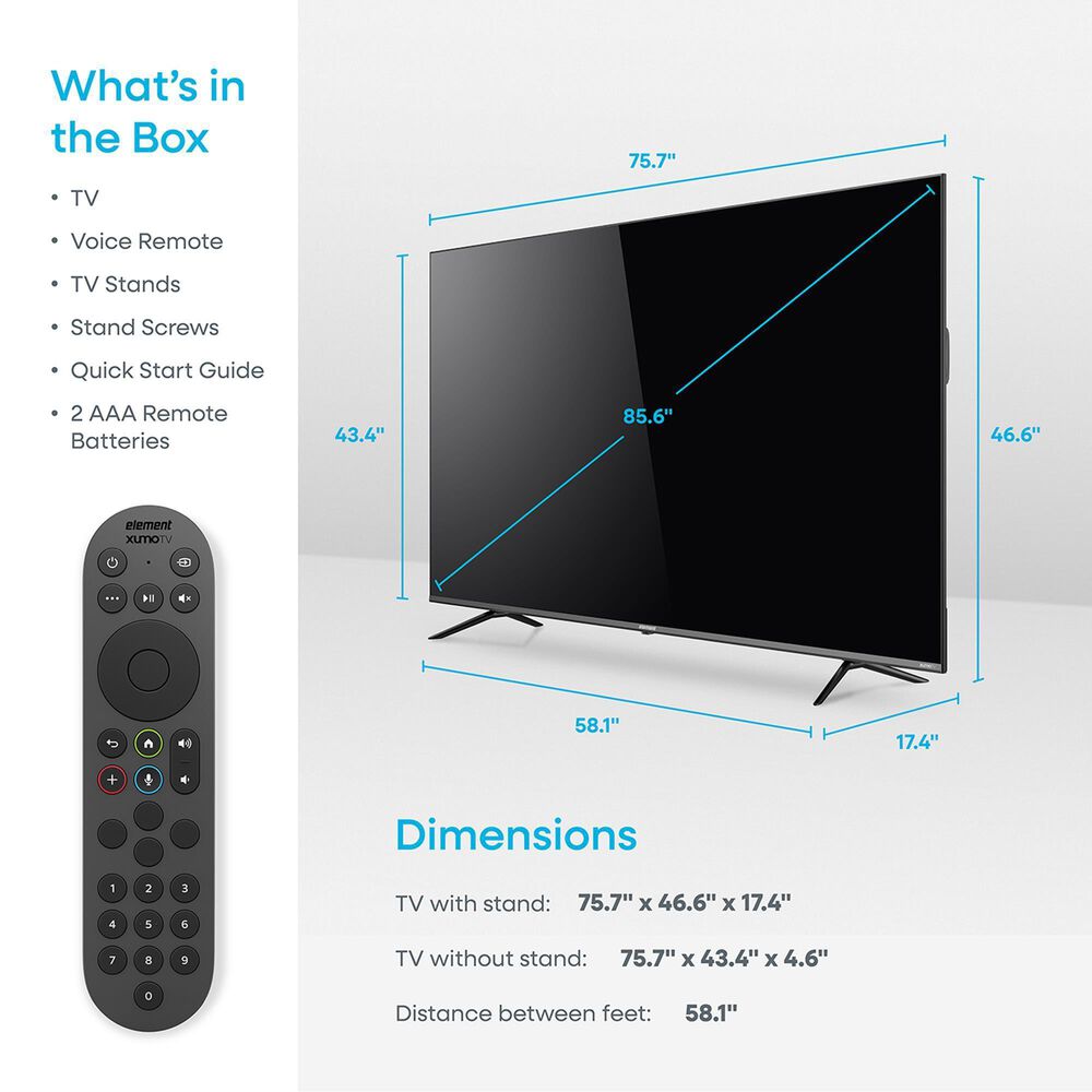 Element 86" 4K UHD HDR Xumo - Smart TV with 2.1 Channel Soundbar System in Black, , large