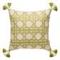 Peking Handicraft 18" Sugar Mill Embroidered Basketweave Throw Pillow in Green, , large