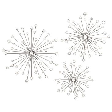 Maple and Jade 24" Round Glam Wall Decor in Black and Clear (Set of 3), , large
