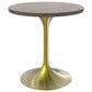 Leisuremod LeisureMod Verve Collection 27 Round Dining Table, Brushed Gold Base with Dark Maple MDF Top, , large