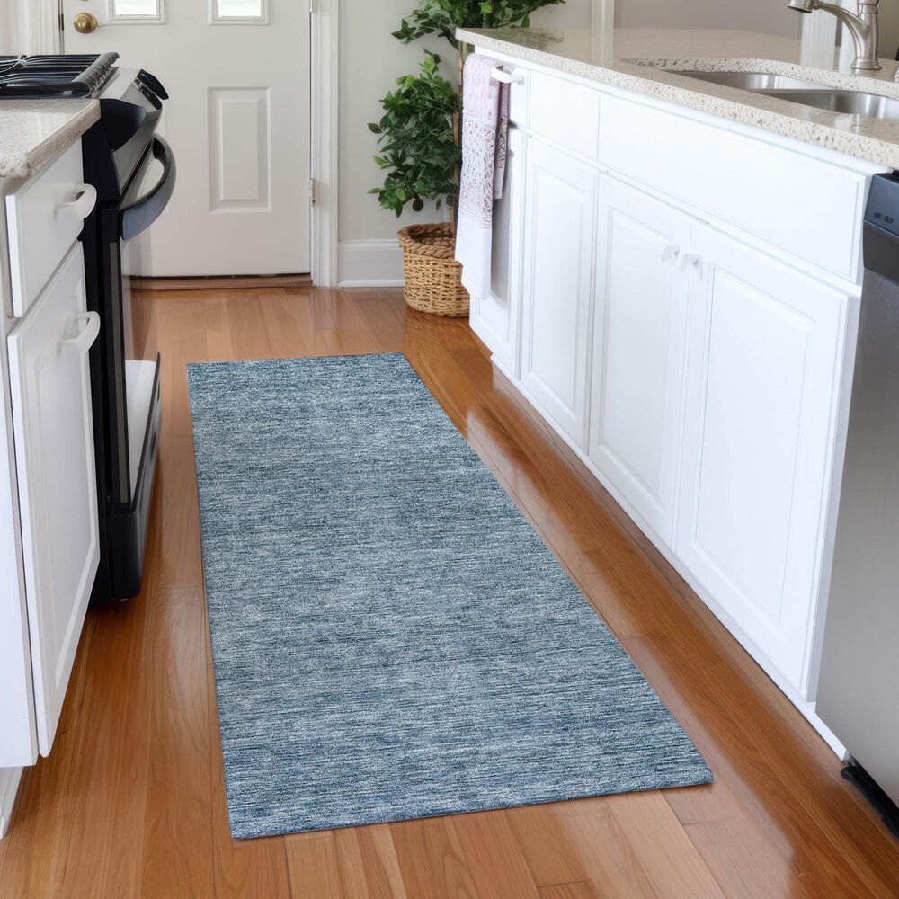 Dalyn Rug Company Soft Essentials Solid Denim 2'3" x 7'6" Indoor/Outdoor Runner, , large