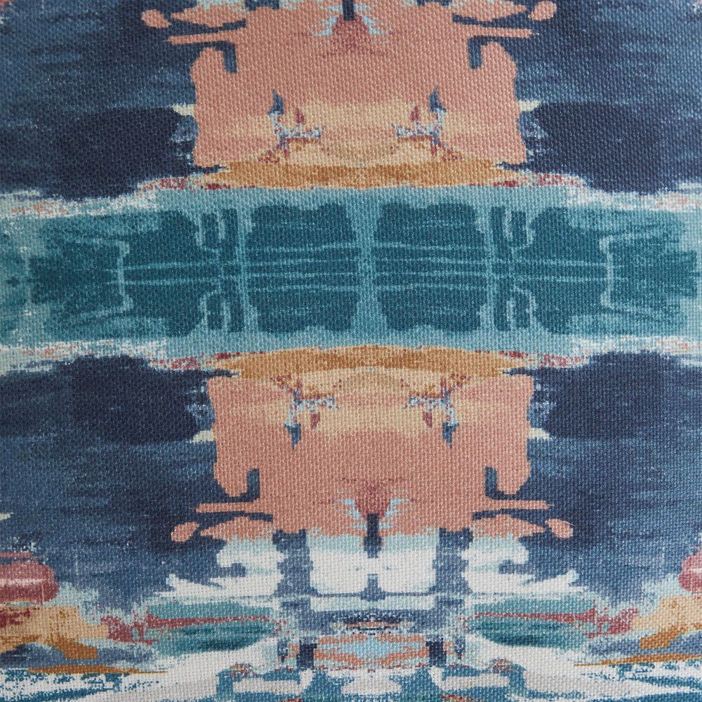 Ashley Kennick 20&quot; Square Throw Pillow in Blue, Gold, Pink and White, , large