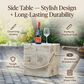 Hearth and Haven Outdoor Square Side Table with Simulated Braided Cord in Wood Brown, , large