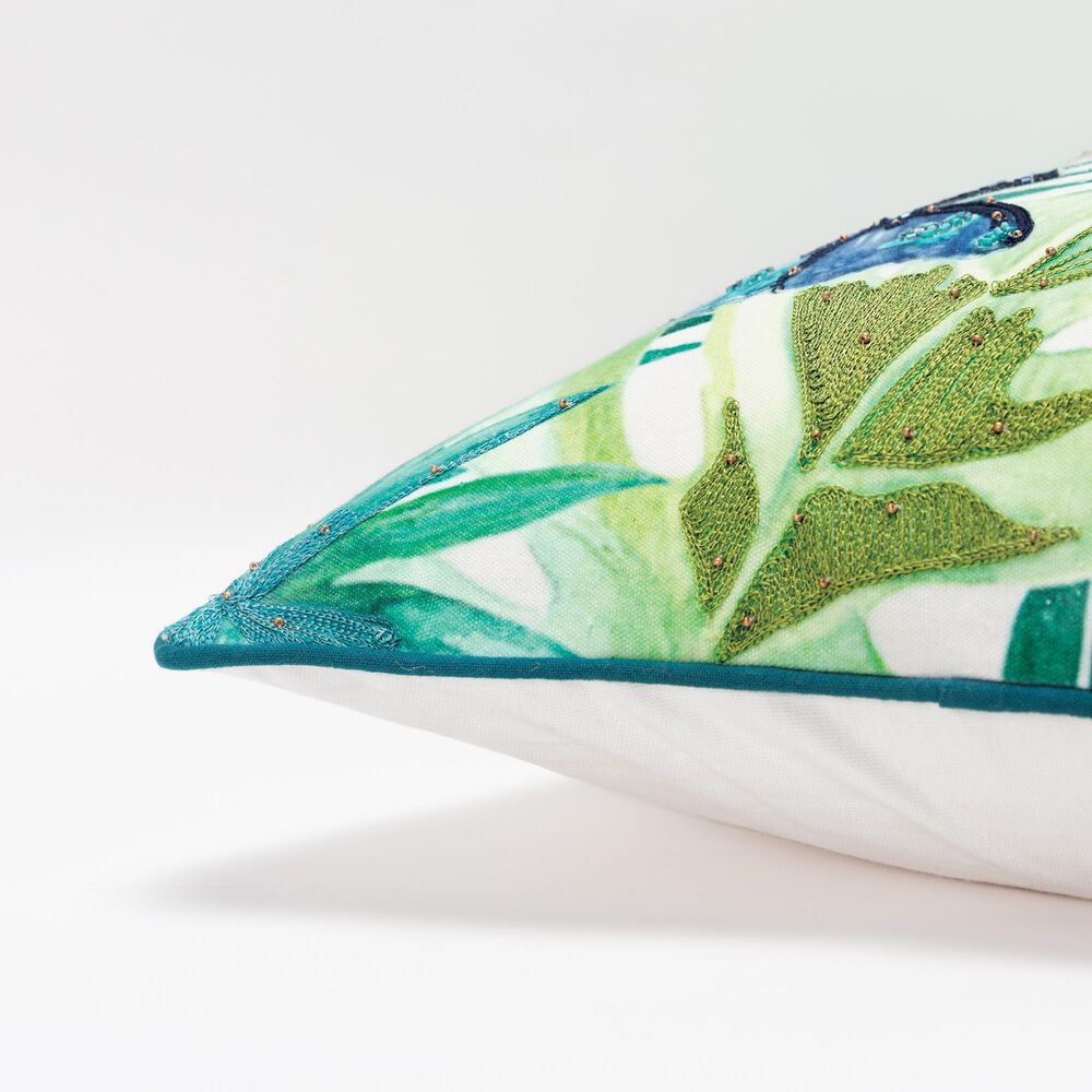 Rizzy Home Botanical 20&quot; Down Filled Pillow in Teal/Green/Orange, , large
