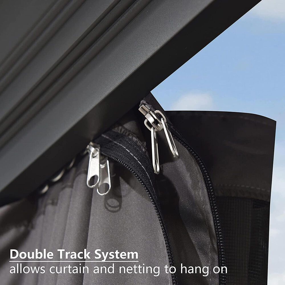 HOMLUX 14-ft x 12-ft Aluminum Permanent Outdoor Gazebo Gray Gazebo with Hardtop Roof (Screen Included), , large