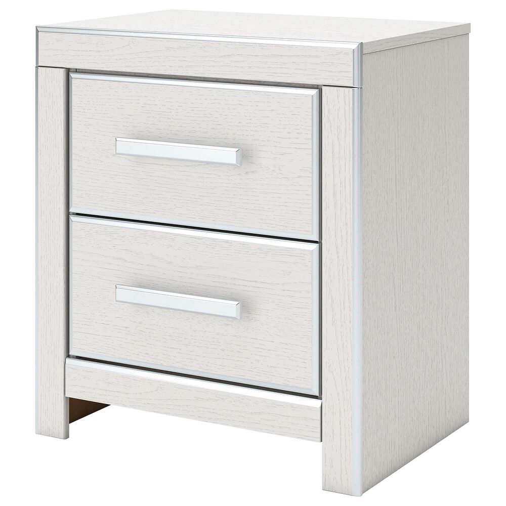 Ashley Zuraleus 2-Drawer Night Stand in Matte White and Chrome, , large