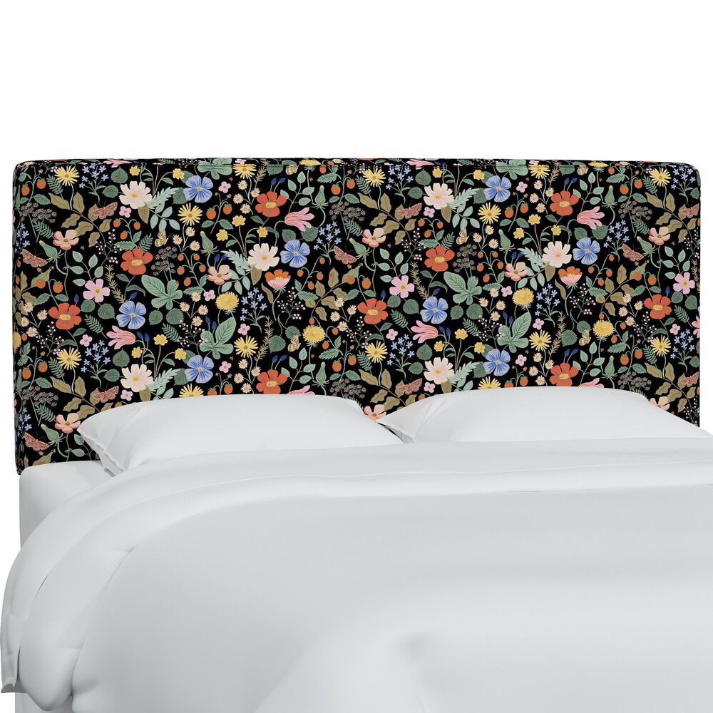 Rifle Paper Co Crafted by Cloth and Company Elly Twin Headboard in Stawberry Fields Black, , large