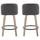 LumiSource Toriano Swivel Counter Stool with Grey Faux Leather Upholstery in Whitewashed and Black (Set of 2), , large