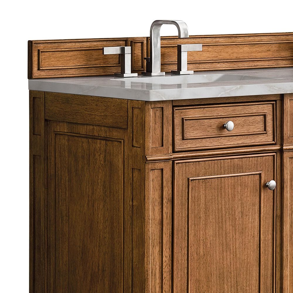 James Martin Vanities Bristol 60" Double Bathroom Vanity in Saddle Brown with 3 cm Eternal Jasmine Pearl Silestone Top, Rectangular Sinks and FreePower Wireless Charger, , large