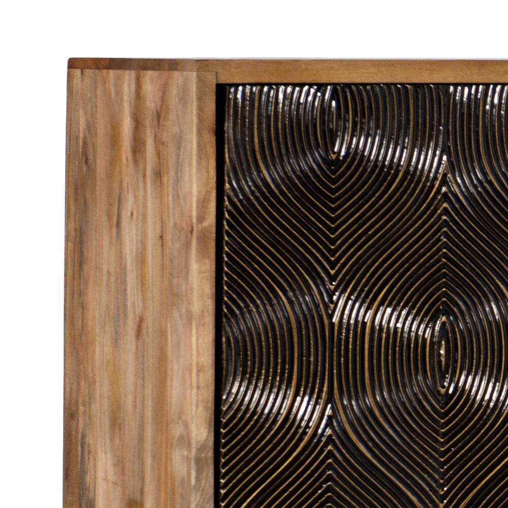 Hooker Furniture Swirl Door 86&quot; Entertainment Console in Brass Foil and Medium Natural, , large