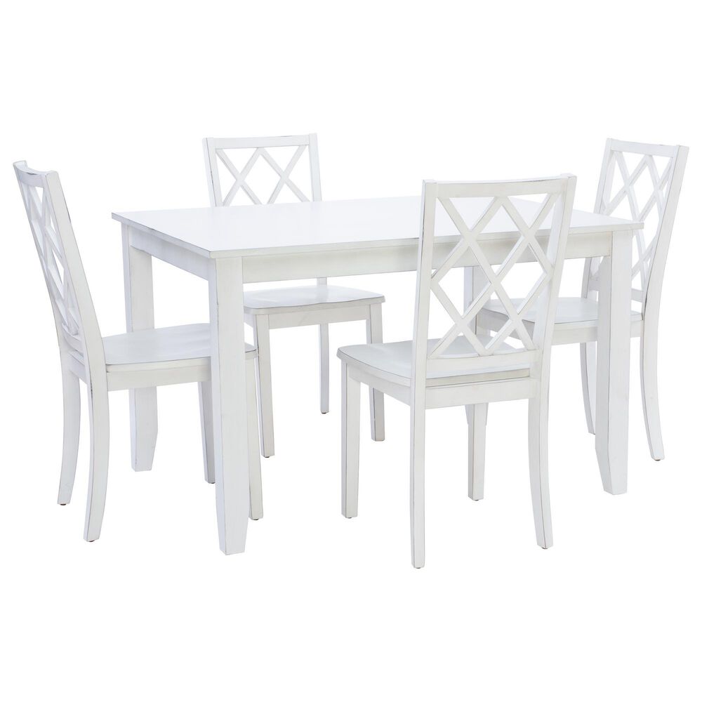 Linon Home Decor Hamlet 5-Piece Rectangular Dining Set in White, , large