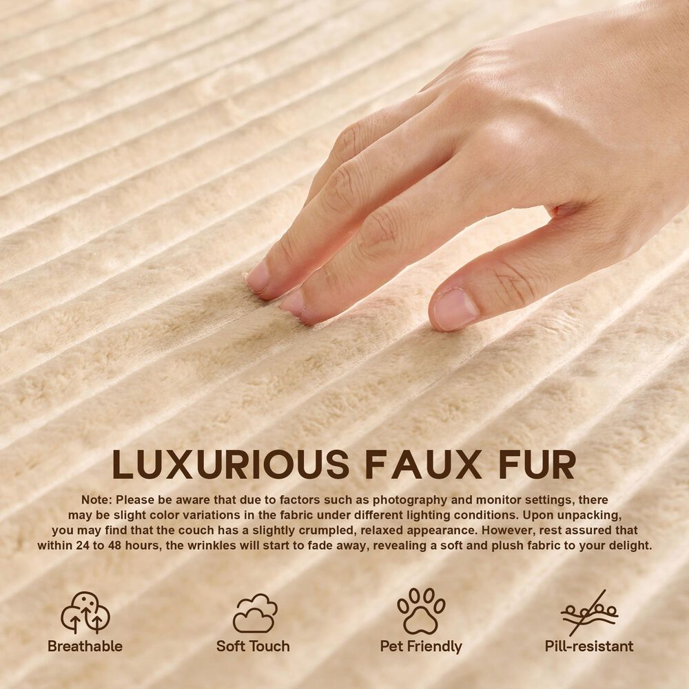 HOMLUX 134.6" Sectional Sofa with High Density Foam in Beige, , large