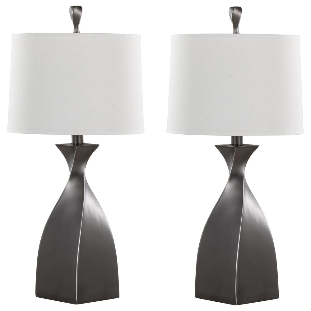 LumiSource Curvo Polyresin Table Lamp in Rubbed Grey Slate (Set of 2), , large