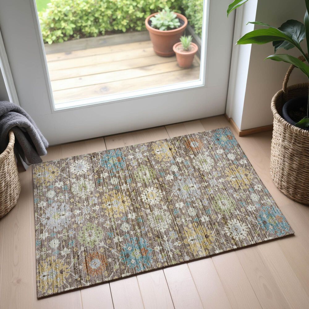 Dalyn Rug Company Silk Road Mocha, Ivory, Gold, Blue, Copper, Aloe and Gray 2&#39;6&quot; x 3&#39;10&quot; Area Rug, , large
