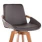 Lumisource Cosmo Swivel Barstool with Brown Cushion in Walnut and Black, , large