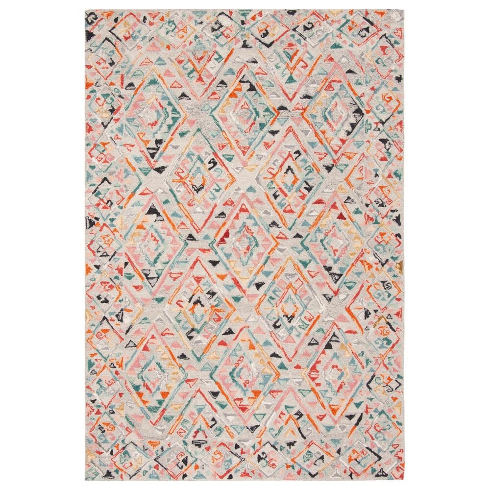 Safavieh Micro-Loop 5" x 8" Gray and Pink Area Rug, , large