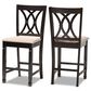 Baxton Studio Reneau Counter Height Pub Chair with Sand Cushion in Espresso Brown (Set of 2), , large
