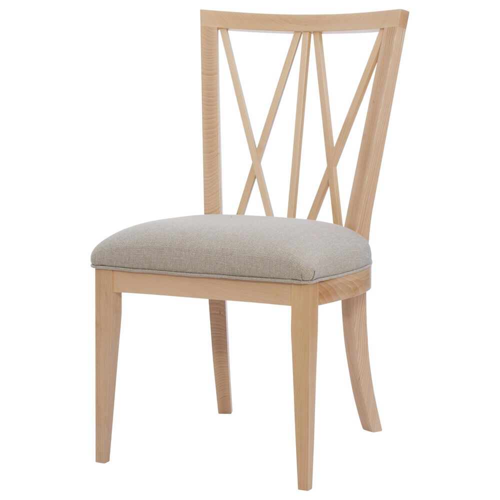 Linon Home Decor Bailey Side Chair with Beige Fabric Cushion Seat in Natural, , large