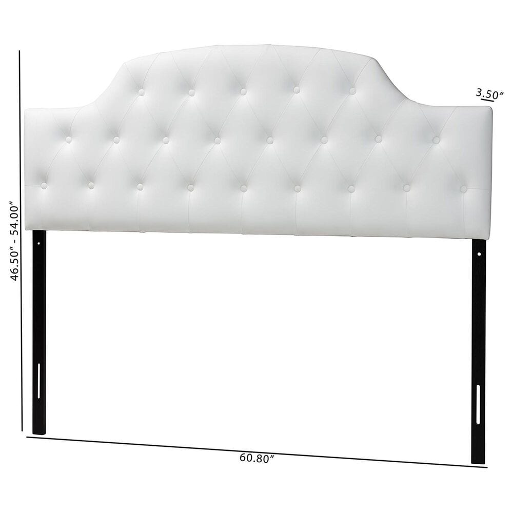 Baxton Studio Morris Queen Headboard with White Upholstered in Black, , large