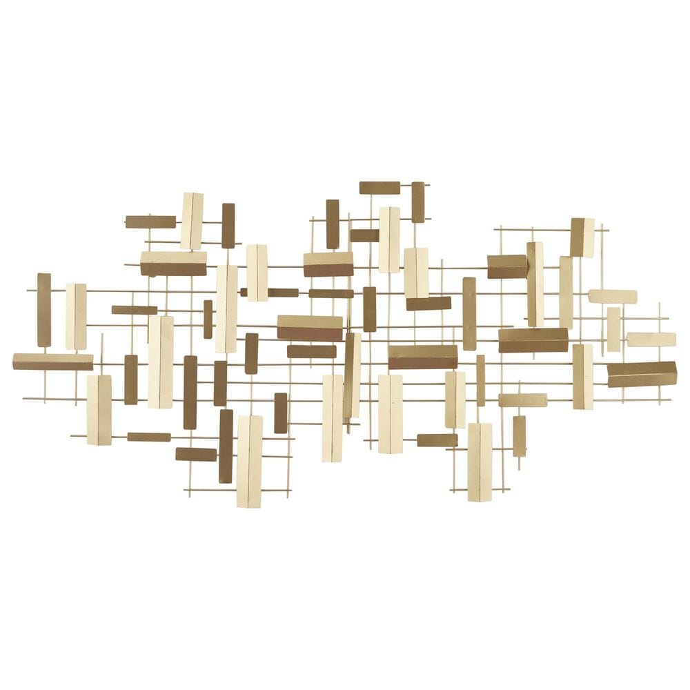Maple and Jade 30" x 60" Geometric 3D Stripes Wall Decor in Matte Gold, , large