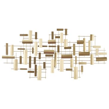 Maple and Jade 30" x 60" Geometric 3D Stripes Wall Decor in Matte Gold, , large